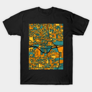 Oklahoma City Map Pattern in Orange & Teal T-Shirt